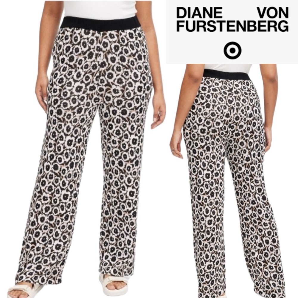 TARGET X DIANE VON FURSTENBERG HIGH WAISTED SWEATER KNIT POPPY FLARE PANTS*NWT*